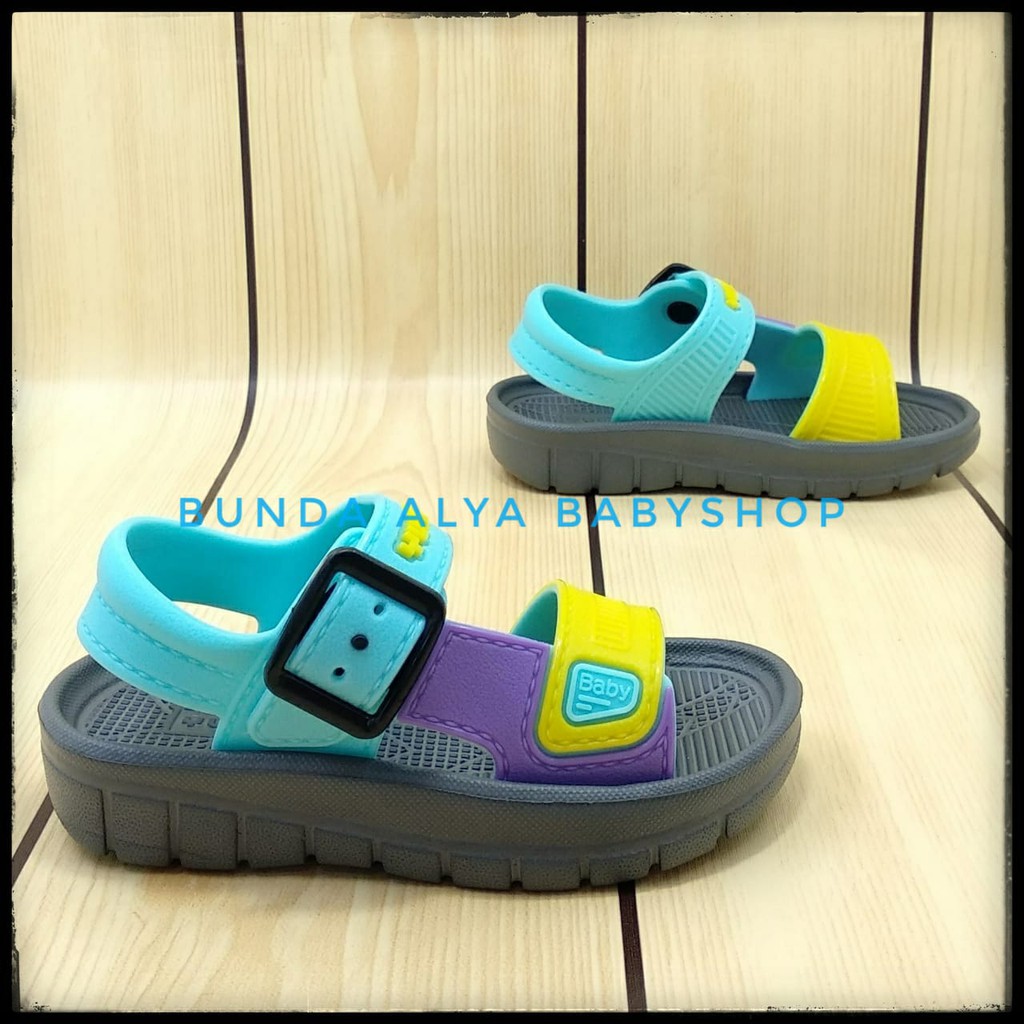 Sendal Anak Laki Laki 6 - 12 Bulan Tali BIRU KUNING - Sepatu Sandal Anak Cowok Karet Anti Licin Size 19 - 21 - Sandal Gunung Anak Laki Laki