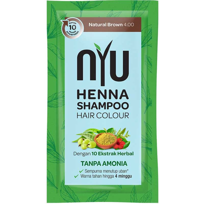 NYU Henna Sampo Pewarna Rambut Natural Brown Sachet 20 ml