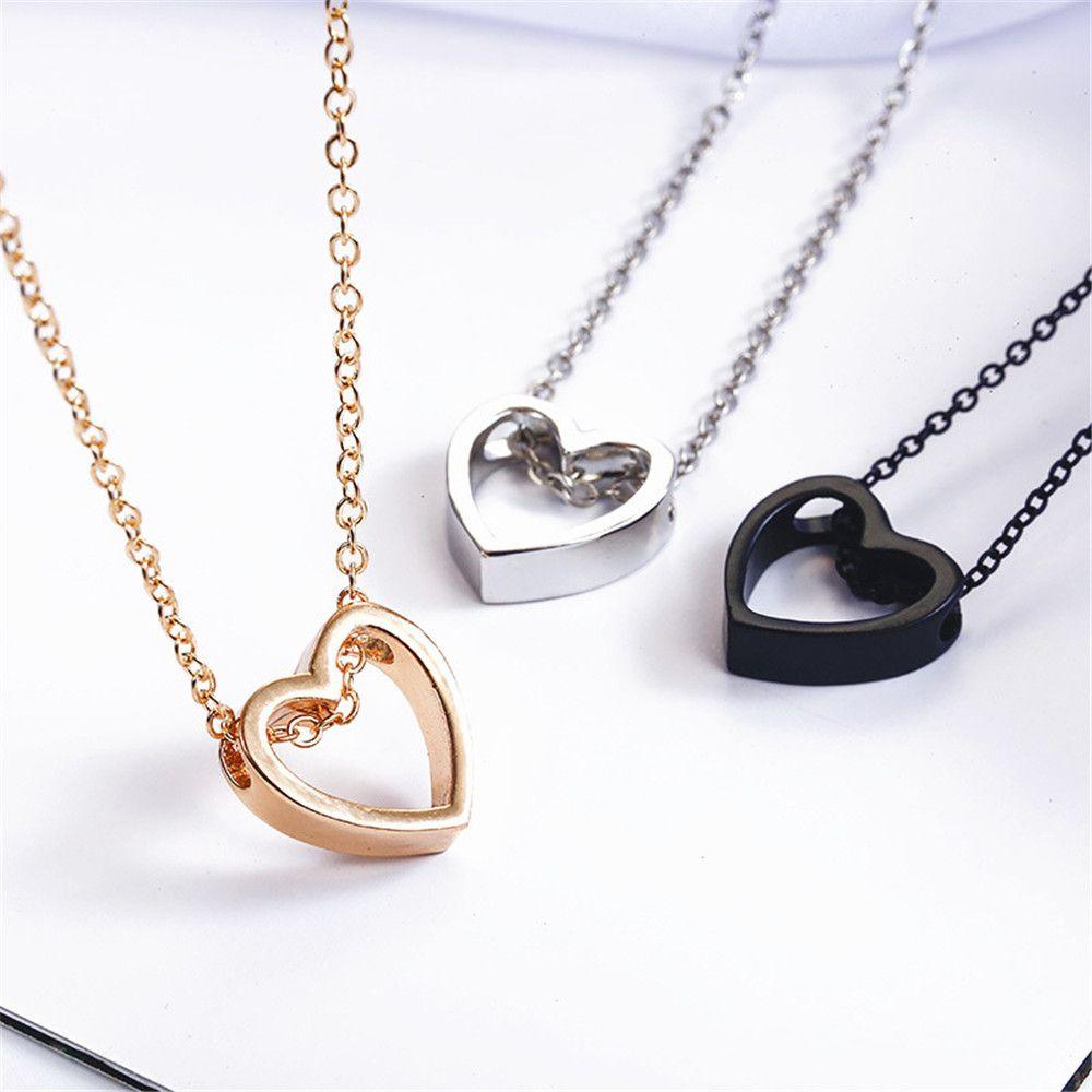 R-flower Heart Pendant Hadiah Aksesoris Choker Rantai Stainless Steel