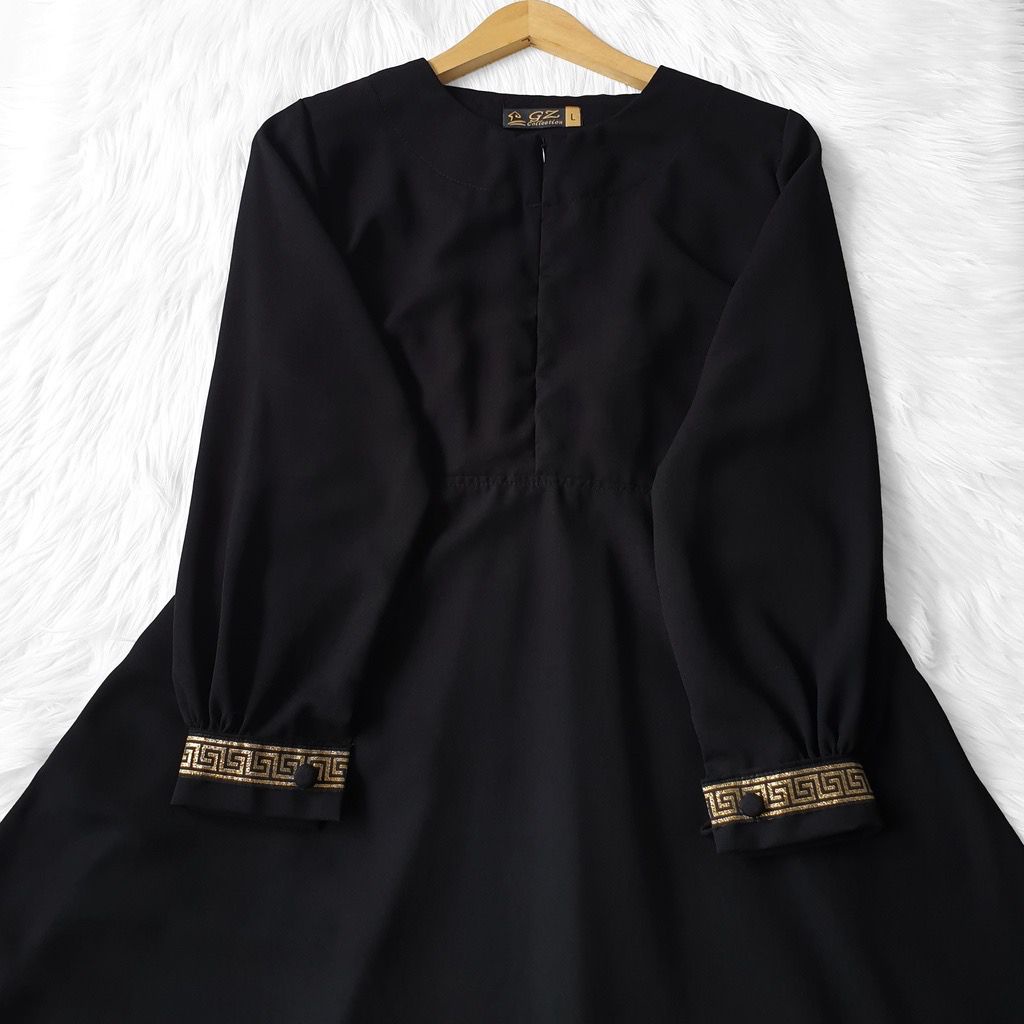 Gamis Hitam Rayana Dress Gamis Modern Abaya Hitam Remaja Terbaru 2023 Turkey Gamis Hitam Bahan Crinkle Airflow Gamis Putih Hitam Maroon Denim Mix Renda Terbaru