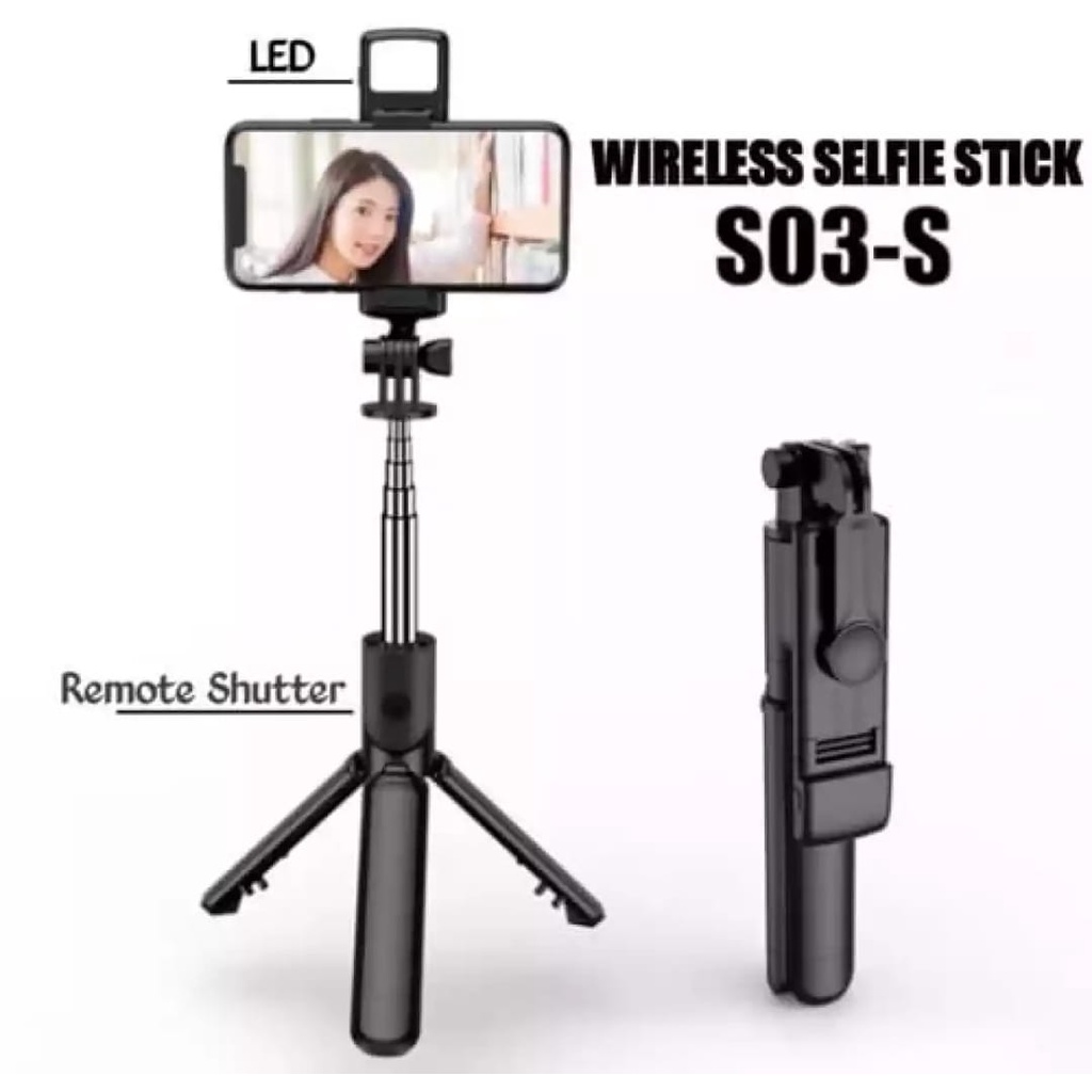 Tripod Tongsis -JC11S- Bluetooth Magic -S03-S Led - S03 3IN1+Tripod R1- Y9 - Selfie Stick Support Ios Android Dudukan GoPro / Tongsis Q07 Nirkabel Monopod Bluetooth Super Bright Remote Control / Tripod Bluetooth Portable Tripod K07