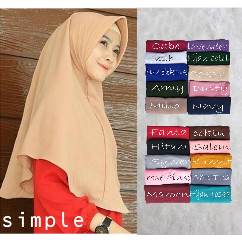 HIJAB JILBAB KHIMAR KERUDUNG INSTAN SIMPLE SIMPEL PET WOLFIS