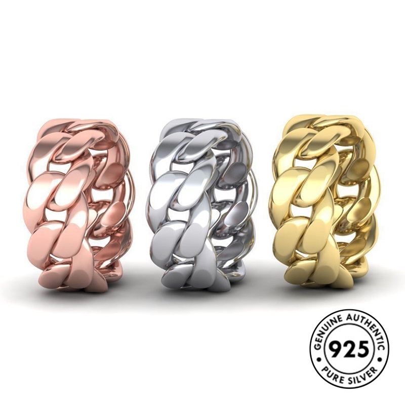 Cincin S925 Silver Model Rantai Glossy