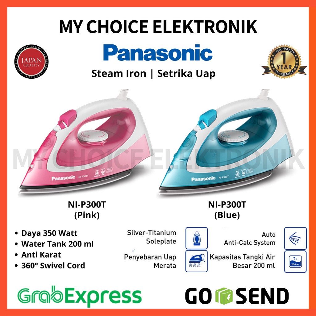 Panasonic Setrika Uap NI-P300TASR 350W | Steam &amp; Dry Iron NIP300T | NI-P 300T ASR | NI-P300 TASR