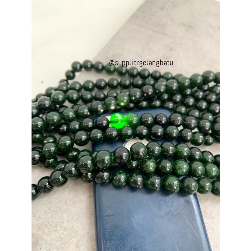 batu black jade aceh serat 10mm renceng kalung gelang akik jade giok bahan kalung gelang kerajinan tangan craft manik