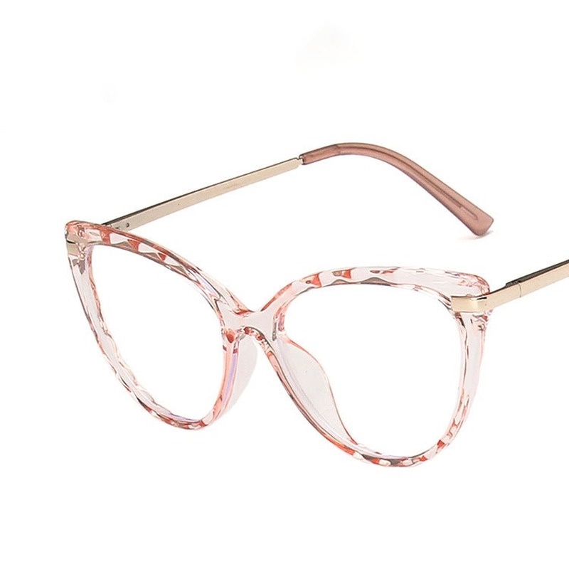 （YUZHU）COD Retro Cat Eye Anti-blue Light Western Fashion Kacamata Lensa yang Dapat Diganti untuk Wanita