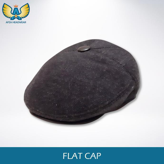 Flat Cap Newsboy Hat Topi Patino Motif Garis - Black