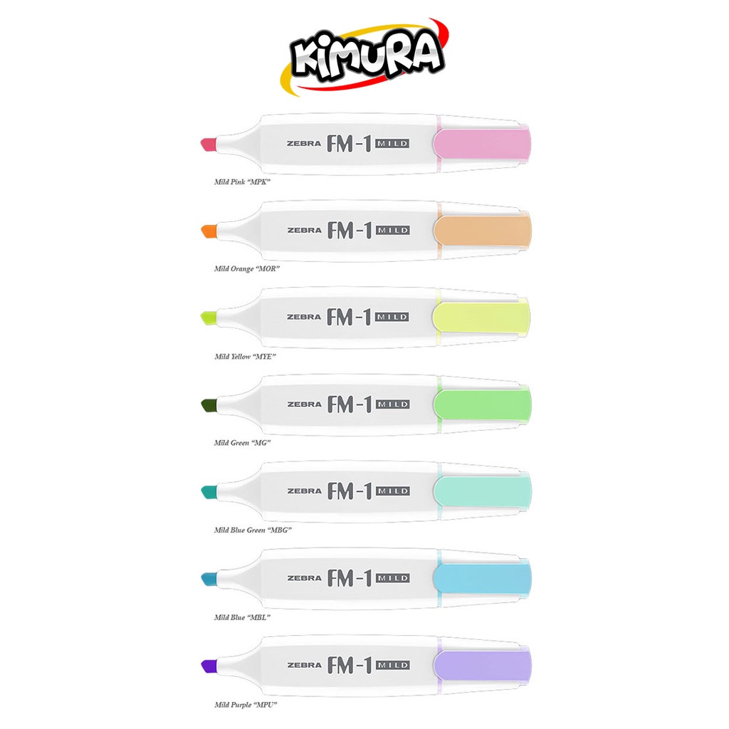 

Textliner Zebra FM-1 Mild Pastel Highlighter Warna Pastel