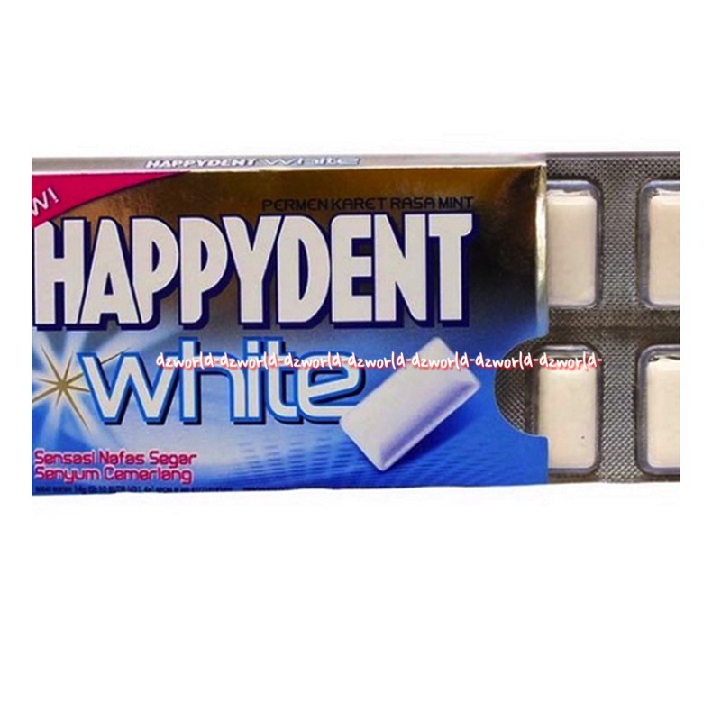 Happydent Cool White 10pcs Permen Karet Rasa Mint Sensasi Nafas Segar Happy Dent