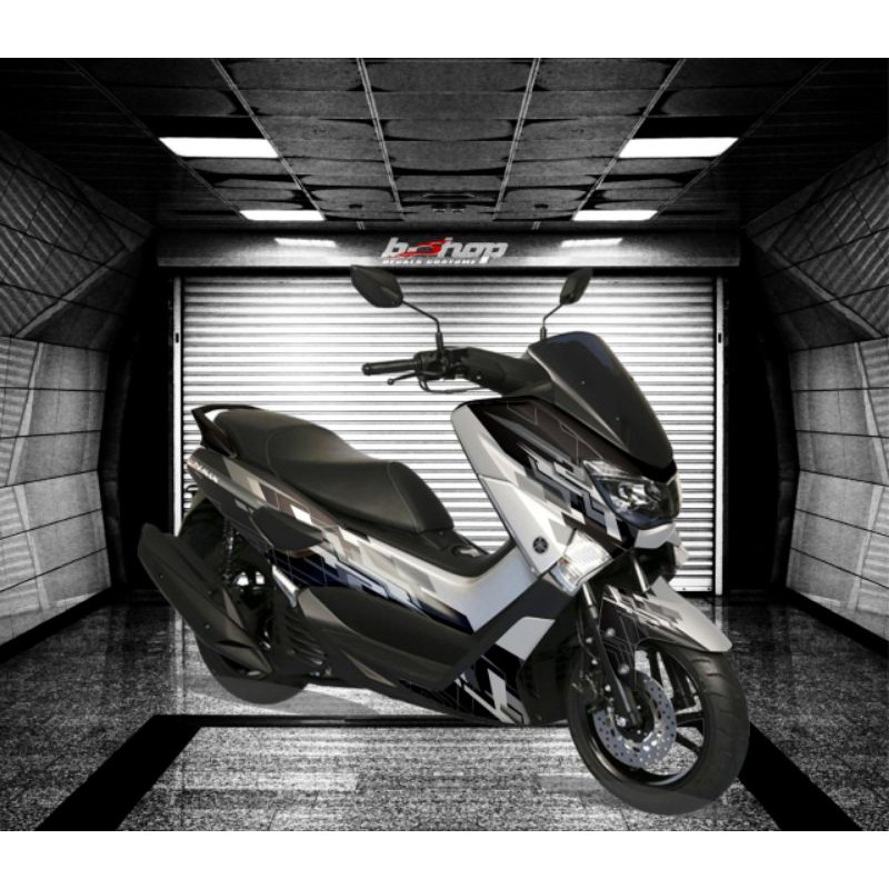 Decal Stiker NMAX Full body grafis hitam silver #stiker888