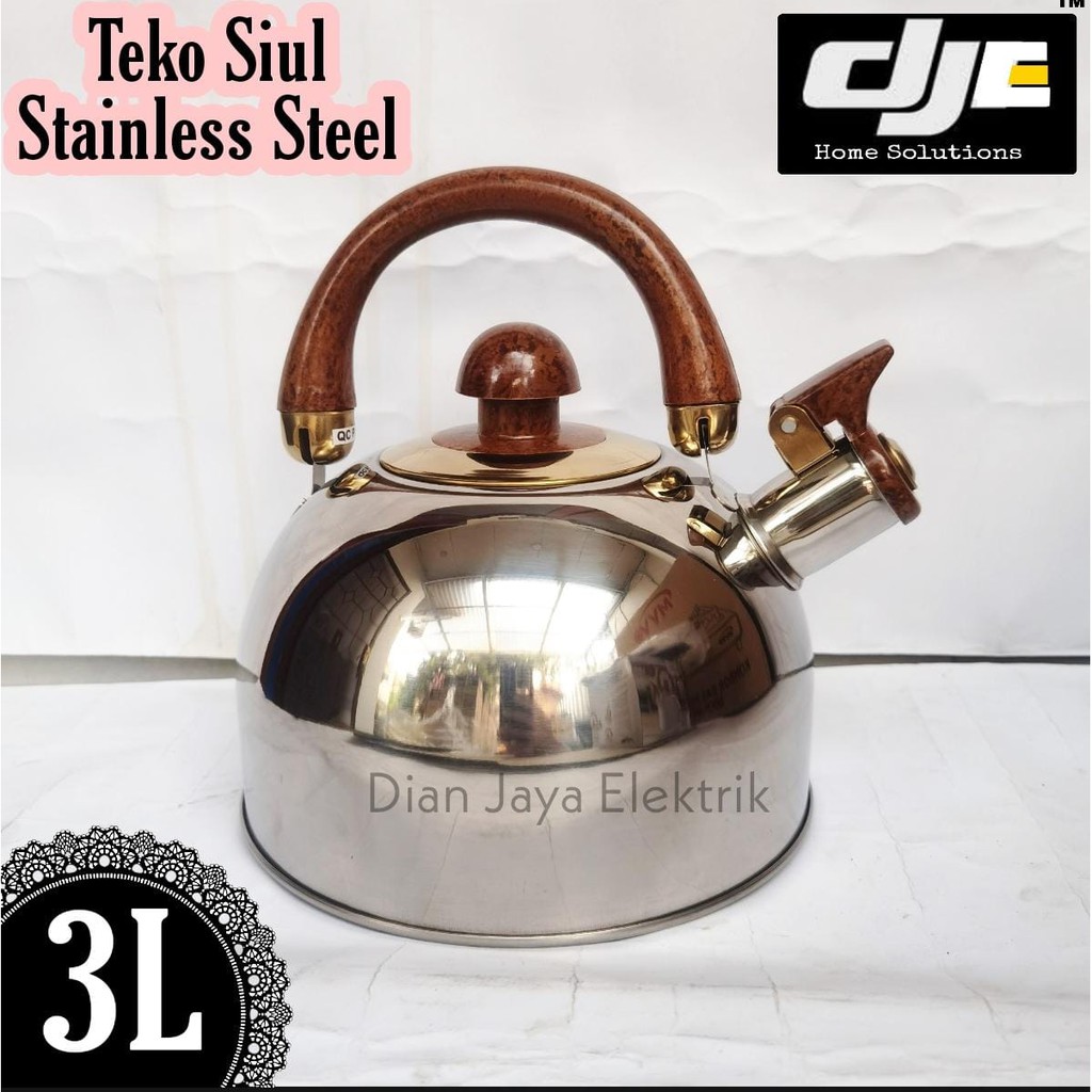 Kettle Teko Bunyi Stainless 3ltr Rosh - W.Kettle 3ltr Wooden Handle