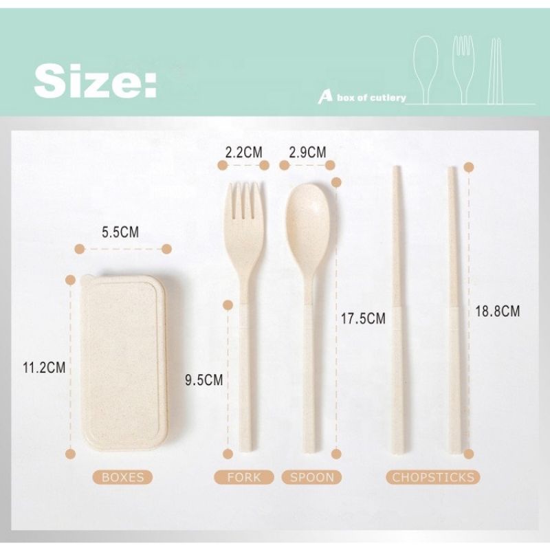 Sendok Lipat Travel / Sendok Garpu Sumpit Lipat / Sendok Jerami Set 3