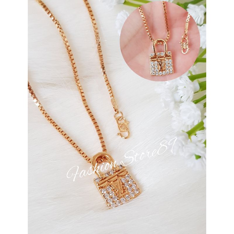 Kalung Import branded bestseller edisi terbatas perhiasan impor branded xuping lapis emas LVB