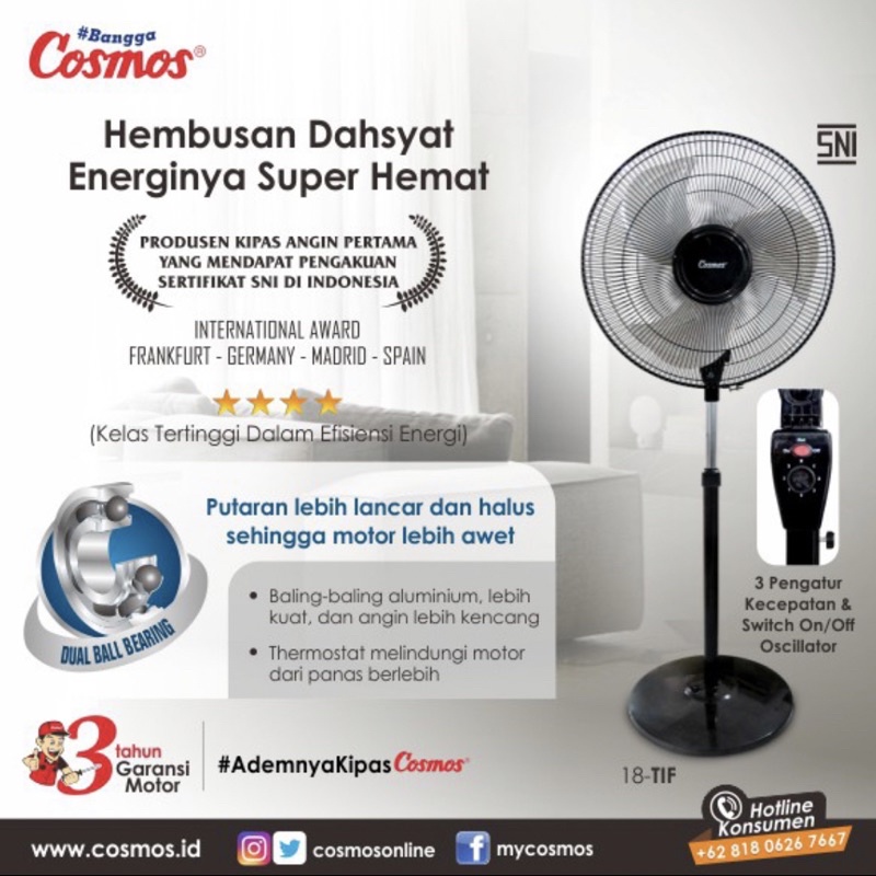 [ Cosmos ] Stand Fan / Kipas Angin Berdiri Besi / Indstrial-  18 TIF / 1801s - 18” inch