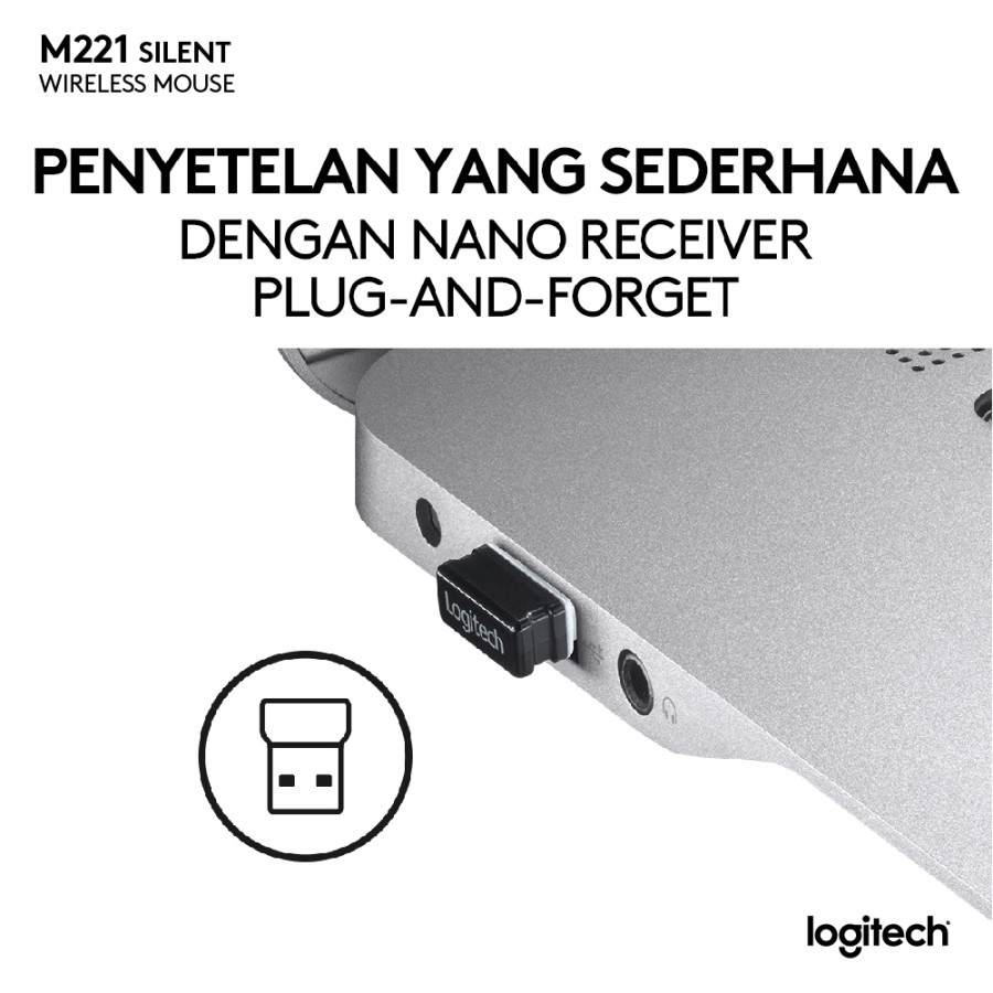 Logitech M221 Mouse Wireless Silent Click - Garansi Resmi