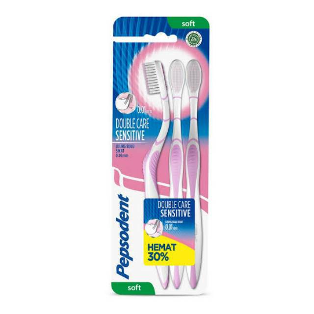  Pepsodent  Sikat  Gigi  Double Care Sensitive SOFT Isi 3s 
