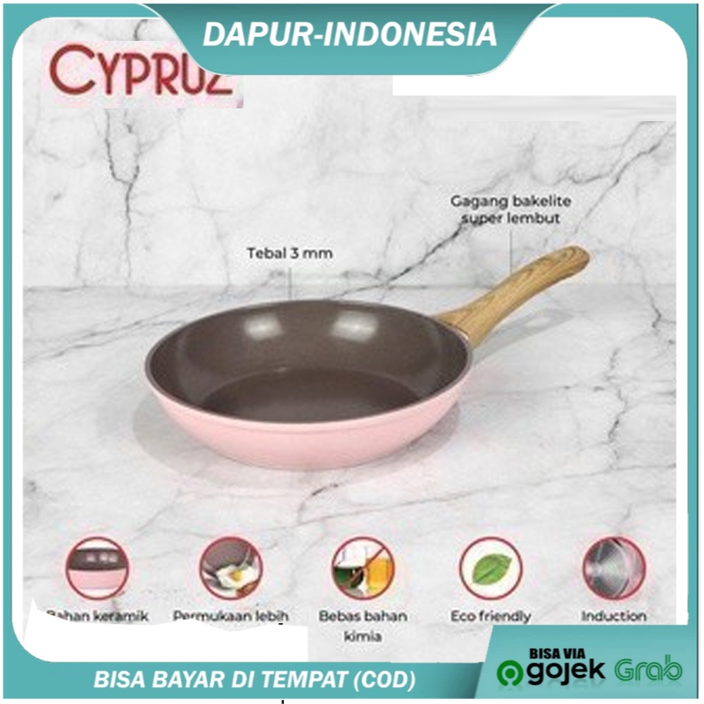 Cypruz FP-0893 Pink Ceramic Fry Pan Wajan Penggorengan Induksi 24 cm NEW