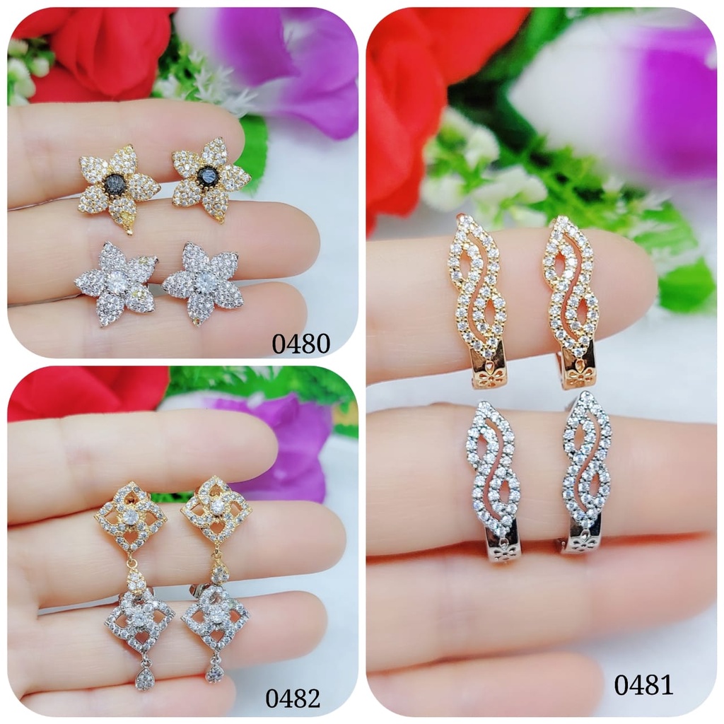 Anting xuping permata lapis emas perhiasan fashion 0480-0482