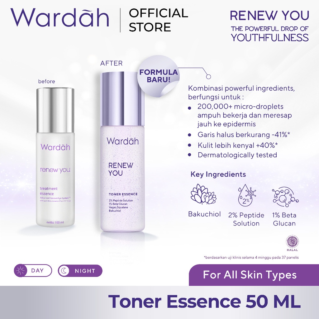 Wardah Renew You Toner Essence 50ml | Hydrating Toner Anti Aging