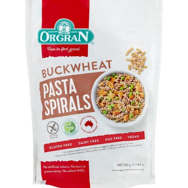 

ORGRAN BUCKWHEAT SPIRALS PASTA | GLUTEN FREE PASTA | MADE IN AU