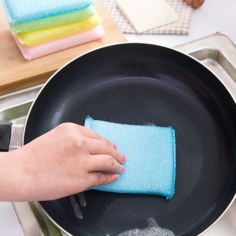 Spons Cuci Piring Warna Warni - AC 26 - Sikat Cuci Piring Sponge / Super Magic Washing Permukaan kasar untuk mencuci dan membersihkan kotoran bekas makanan minyak kerak lemak noda piring gelas sendok  wajan panci meja dapur wastafel