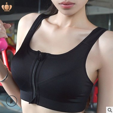 Seamless Sport Bra Zipper pakaian Dalam Wanita/gym bra/senam bra 801-Hitam