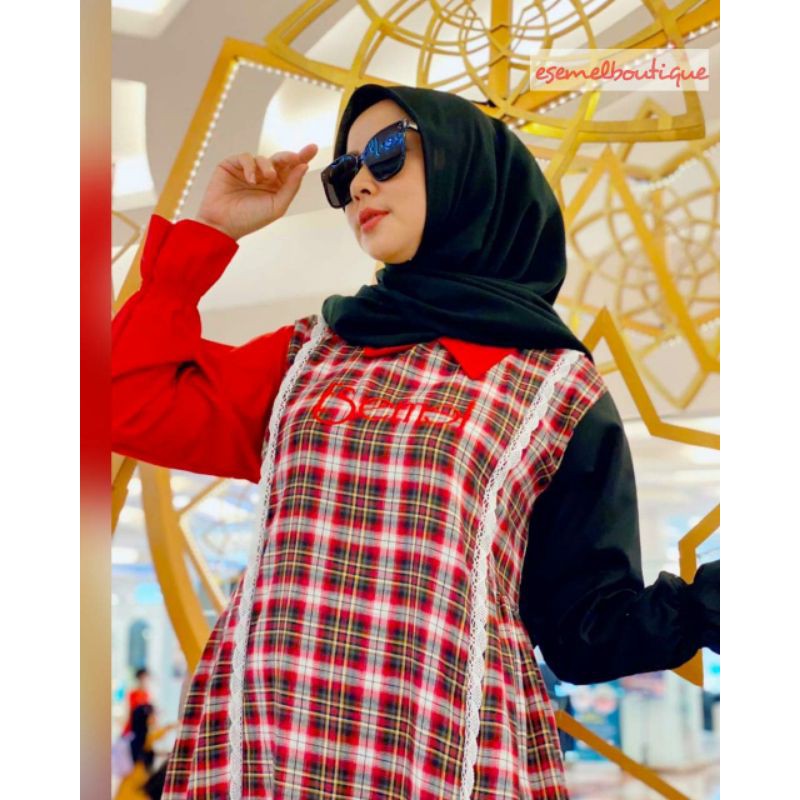 ESEMEL dress hijab casual gamis muslim kasual panjang adem katun