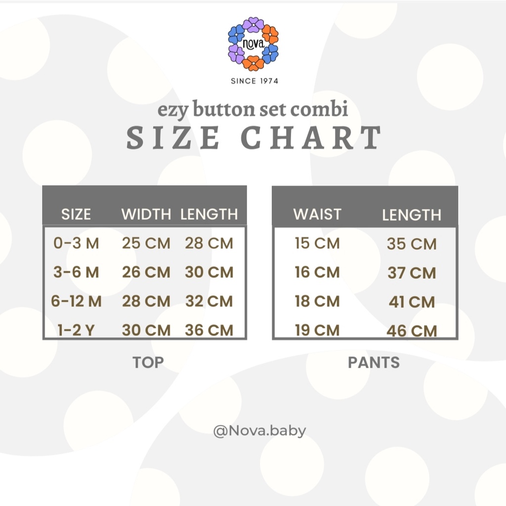 Nova Baby Ezy Button Set Combi Setelan Pendek Celana Panjang Kancing Tengah Anak Unisex