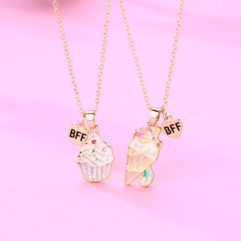 2pcs Kalung Persahabatan Liontin Desain Es Krim Kreatif Untuk Priawanita
