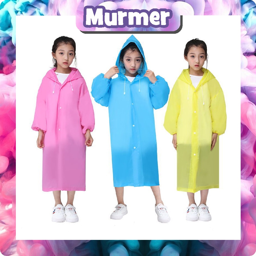 MurmerOfficial Jas Hujan Anak Karakter Hoodie Murah EVA Ponco Lengan Polos R758