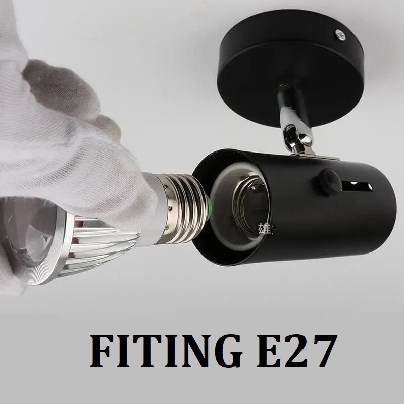 [WS] FITTING LAMPUSOROT / FITING GANTUNG / HOUSING LAMPU SOROT / SPOTLIGHT HITAM E27