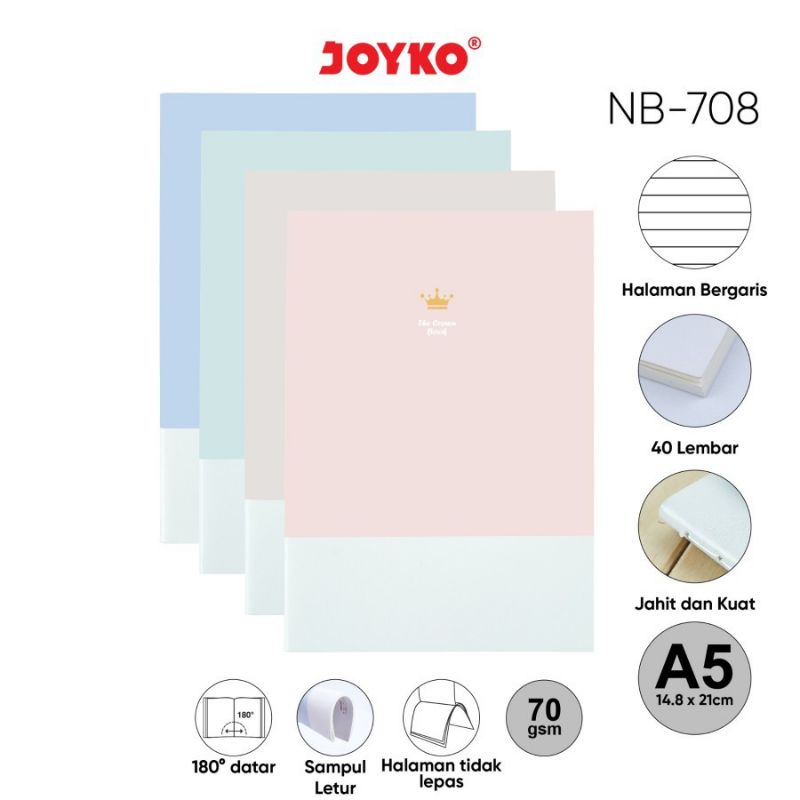 

JOYKO Notebook Jahit NB-708 A5 Dan B5 Warna Pastel Buku Tulis Bergaris 40 Hal