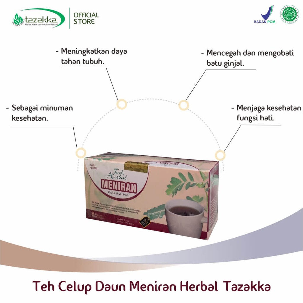 Teh Celup Meniran Obat Daya tahan Tubuh | Minuman Herbal Teh Celup MENIRAN Tazakka | Minuman Herbal daya tahan tubuh HALAL