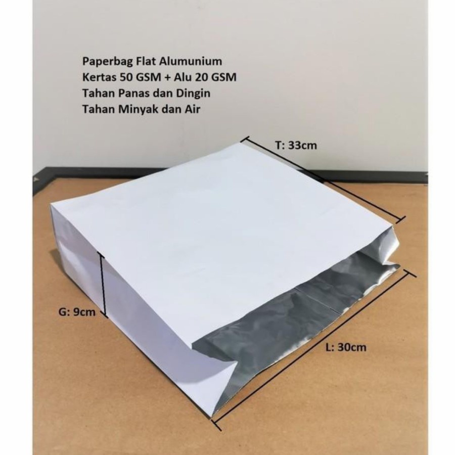 

20pcs Paperbag Flat Aluminium foil (L) 30x9x33cm tahan panas dingin