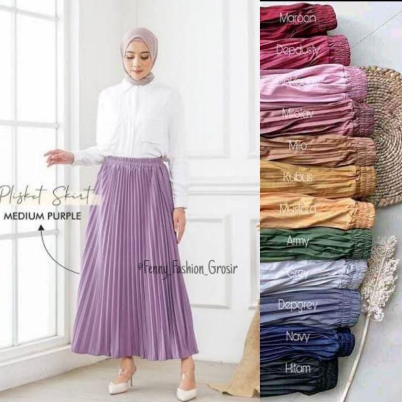 Rok Plisket Panjang/Rok wanita mayung /Kulot plisket