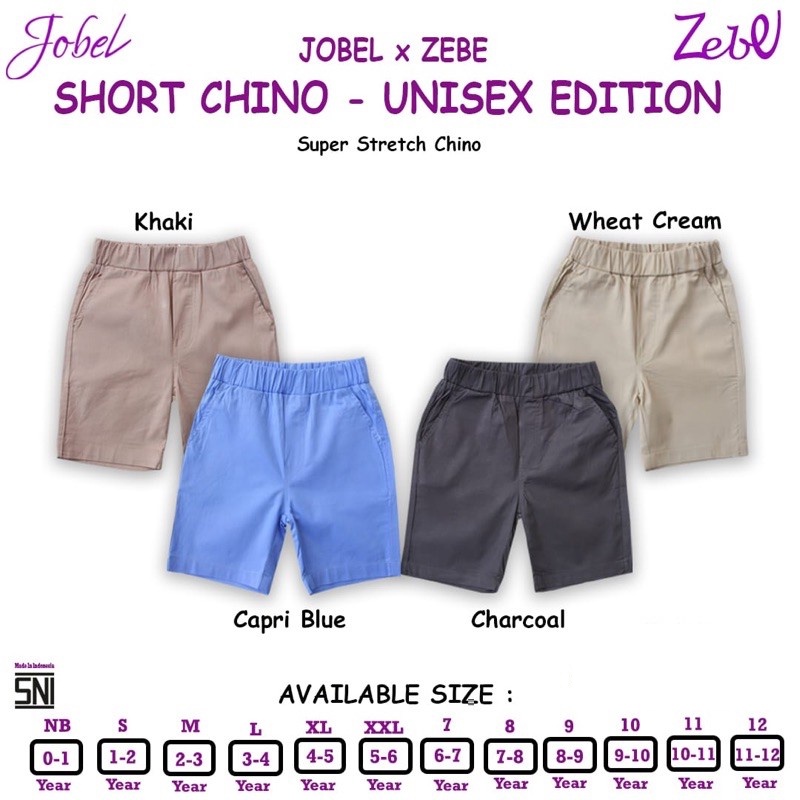 Celana Pendek Bayi Anak Perempuan Laki Laki 0-6 Tahun Jobel Short Chino Unisex 1pcs