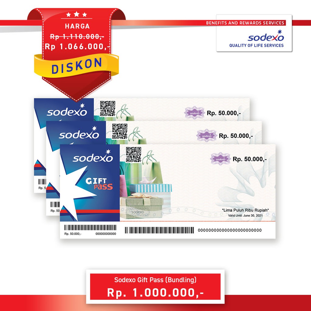 Bundling Package Sodexo Gift Pass Nominal Rp50.000 Dengan
