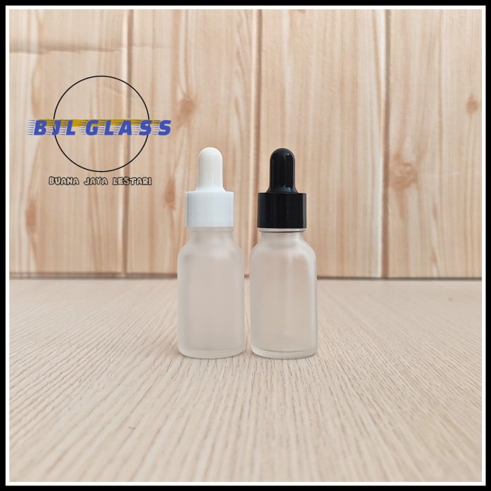 botol kaca pipet 15ml bening frosted / botol serum 15ml ring smooth