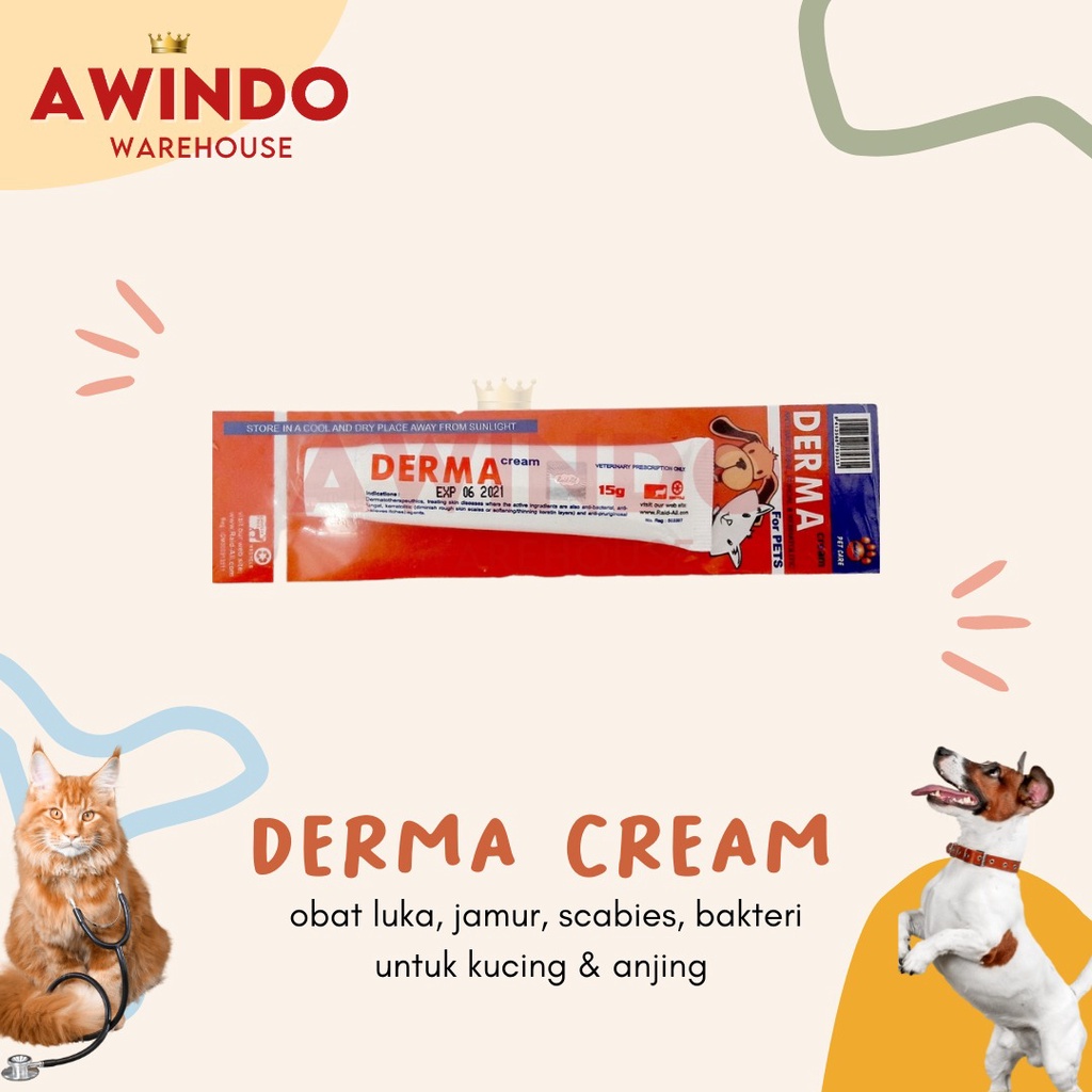 DERMA CREAM - Obat Kulit Salep Luka Jamur Scabies Fungal Kucing Anjing