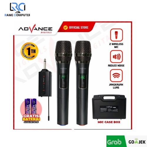 Mic Advance 202 Profesional 2 Mic Wireless Microphone Karoke Mic Duet