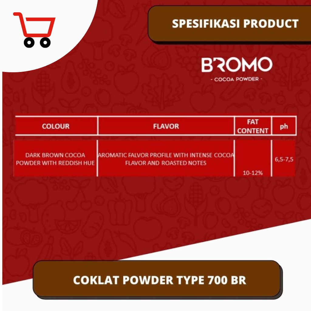 BROMO Kakao Powder BR 700| Dark Coklat 100% ASLI Cocoa
