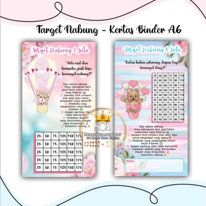 

Target Nabung | Saving Challenge Kertas Binder A6