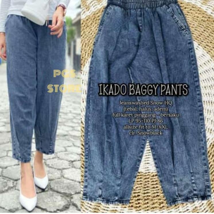 Terbagus.. Monica Baggy Pants / Celana Baggy Jeans Jumbo Bawah Kerut Best Seller