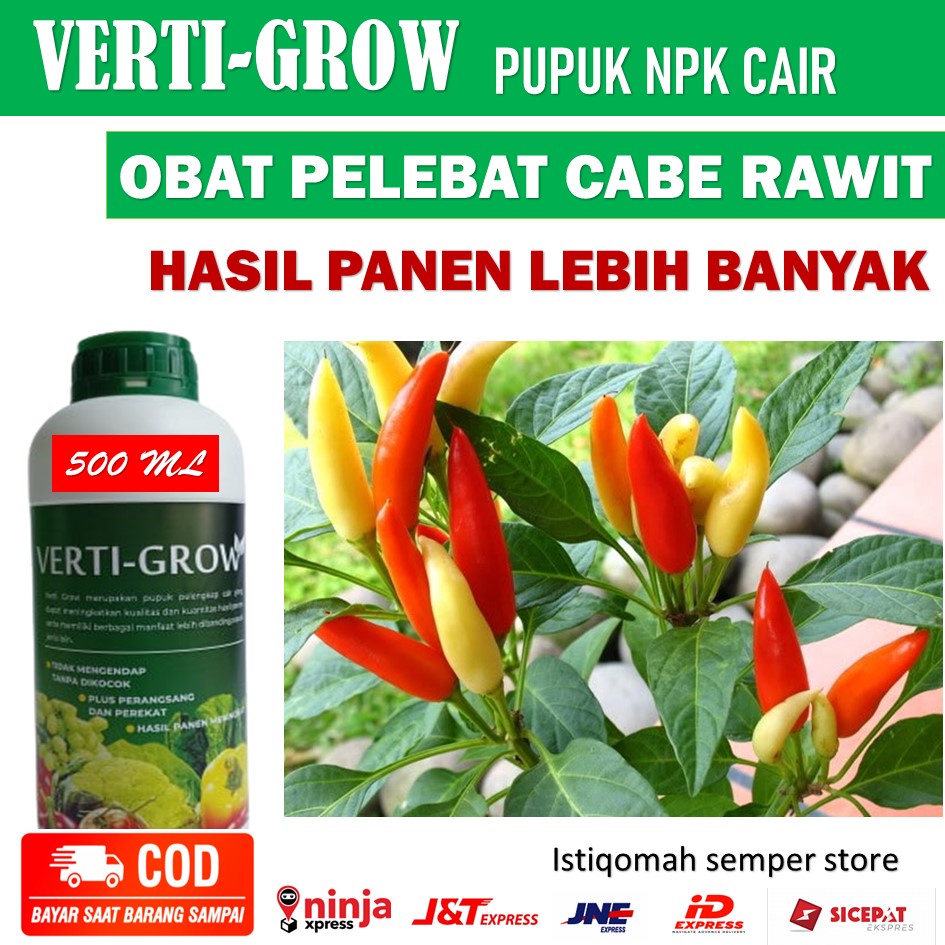 (PROMO) Obat Semprot Cabe Rawit - PUPUK NPK CAIR VERTI GROW 500 ML Pupuk Semprot Pelebat Cabe Rawit - Pupuk Perangsang Pada Cabe Rawit - Obat Penyubur Cabe Paling Bagus Merangsang Batang, Akar Dan Daun Biar Cepat Lebat Hasil Panen Berlipat