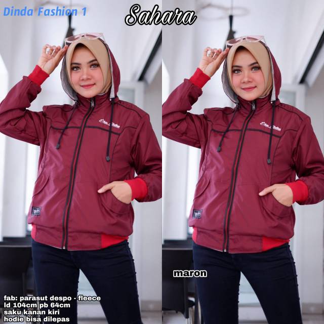 SAHARA JAKET WANITA KEKINIAN SAHARA HOODIE BISA DI LEPAS TEBAL ADEM HIGHT QUALITY