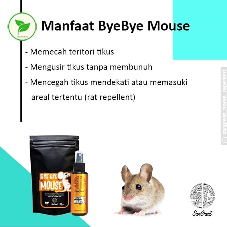 Paket pengusir tikus alami, Bye Bye Mouse Gel 250 gr spray 250 ml