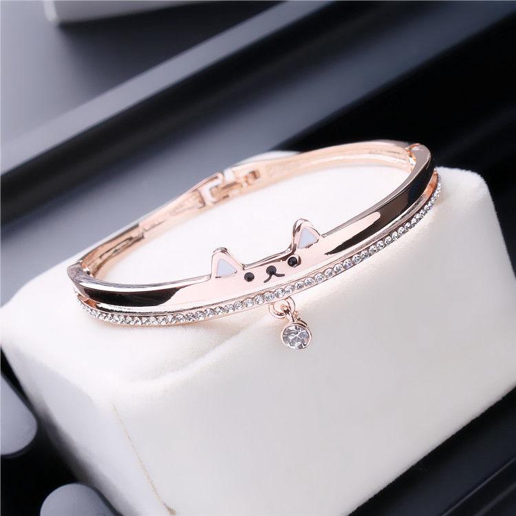  Gelang  Titanium  Steel Warna Rose Gold 18K Gaya Korea untuk 