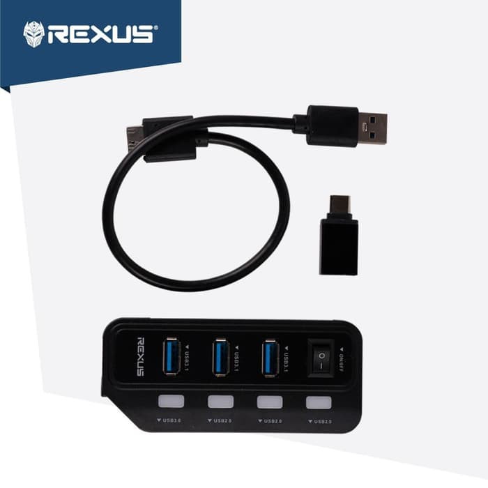 Rexus USB HUB V.3.0 V.2.0 H332 7 Port + Type C - RXH-332