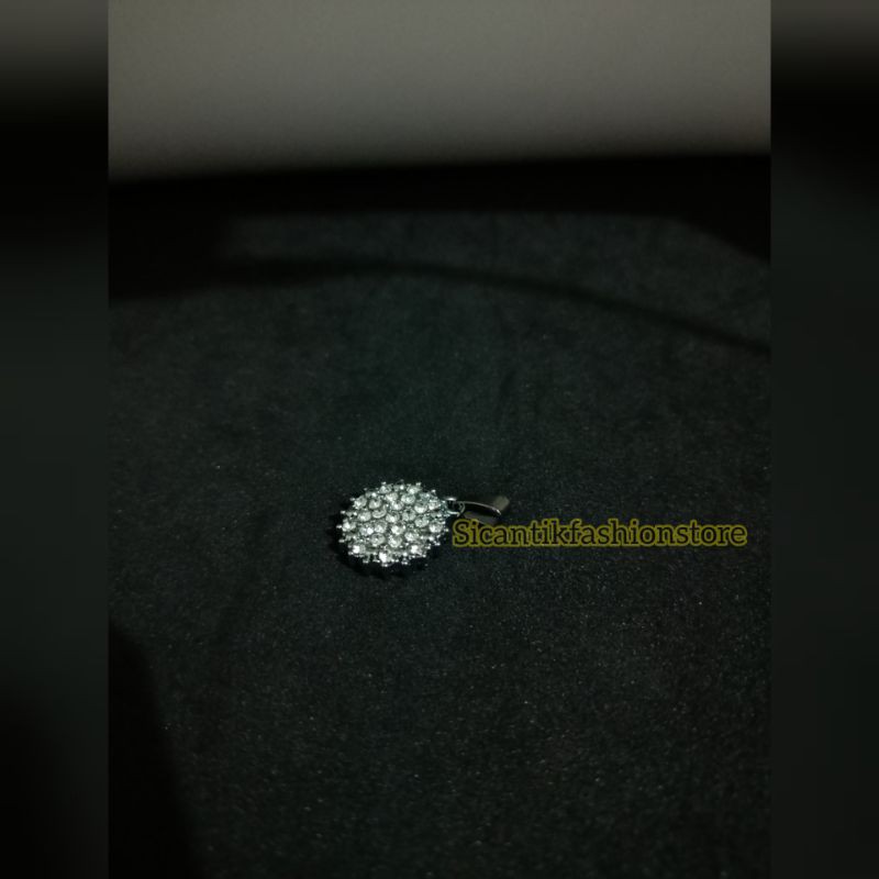 (PROMO) Liontin Titanium Bulat Permata terlaris anti Karat selamanya Perhiasan Wanita liontin silver