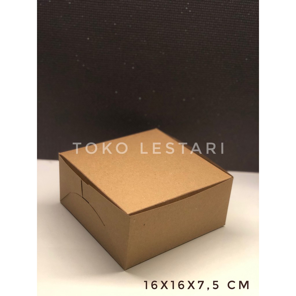 Jual Box Kraft Coklat Untuk Kotak Packing Kue Roti Snack 16x16x7.5 cm